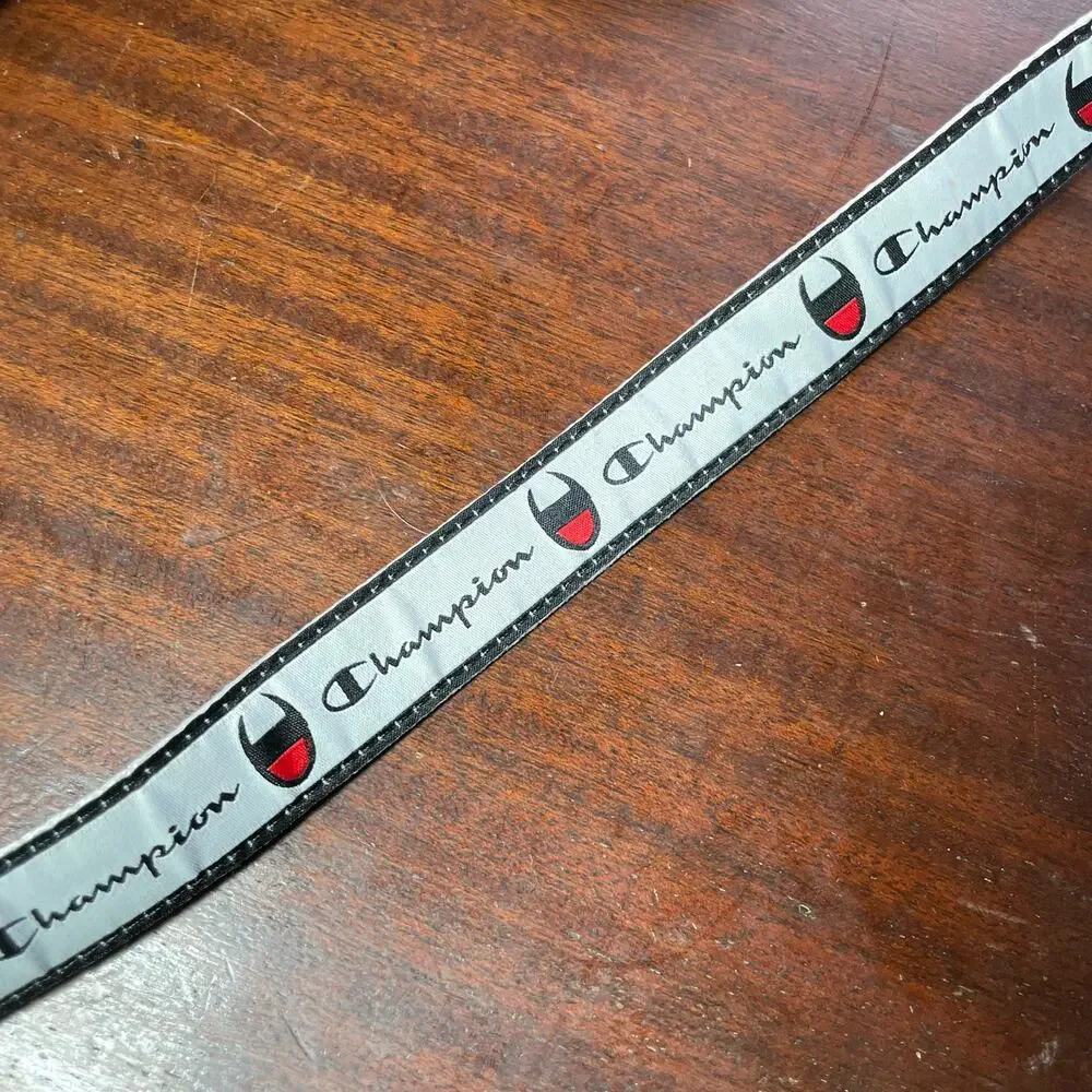 Champion White Cadet Repeating Logo D-Ring Skinny Belt - One Size - Extra Long